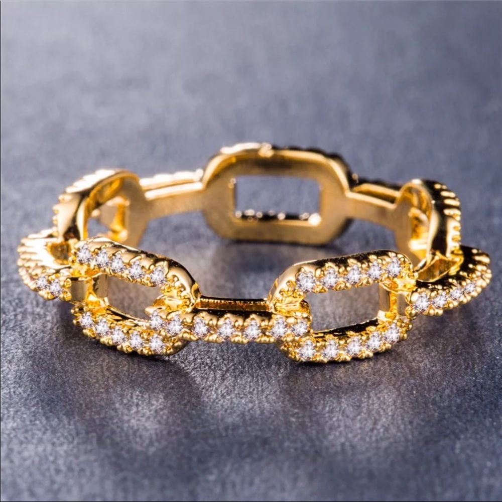 New Women’s Yellow Gold Plated Diamond Ring